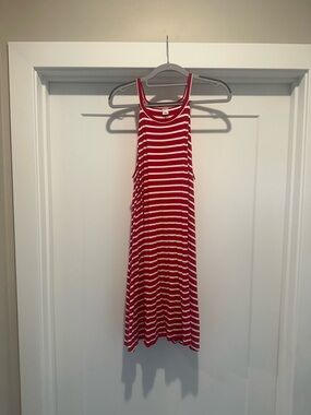 Old Navy Red and White Striped Swing Dress